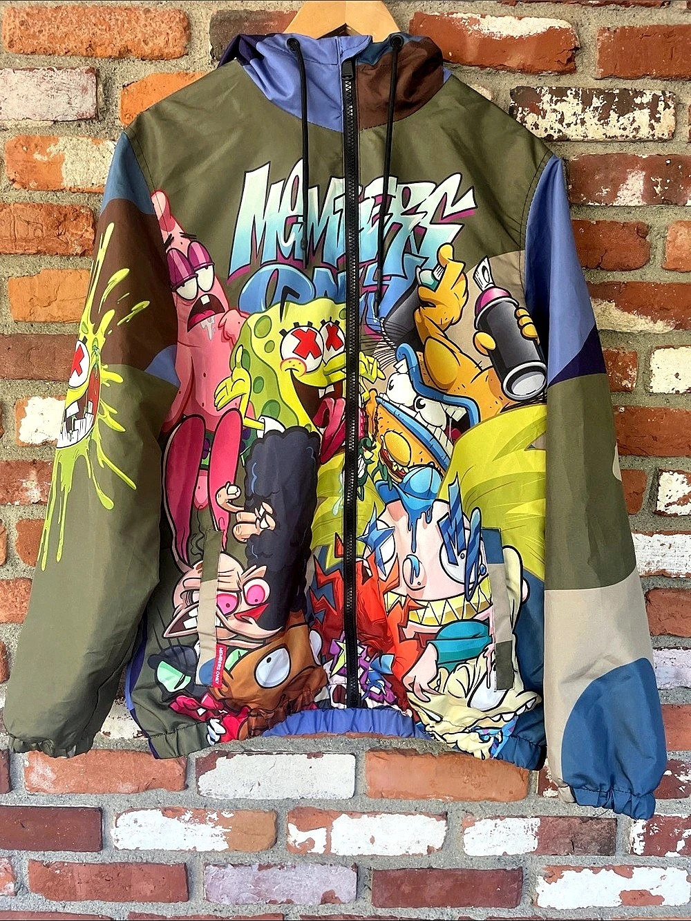Members Only x Nickelodeon Graphic Color Block Jacket Medium 90/00 cartoons